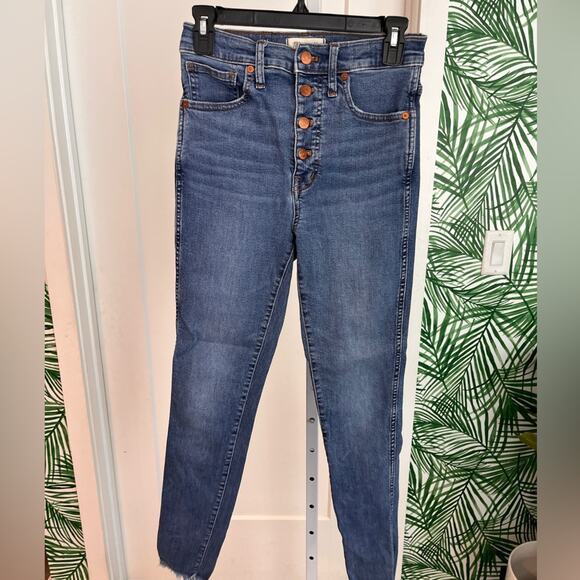 Madewell 10” High Rise Skinny Jean with Exposed Button Fly Size 27 Tall - Picture 2 of 11